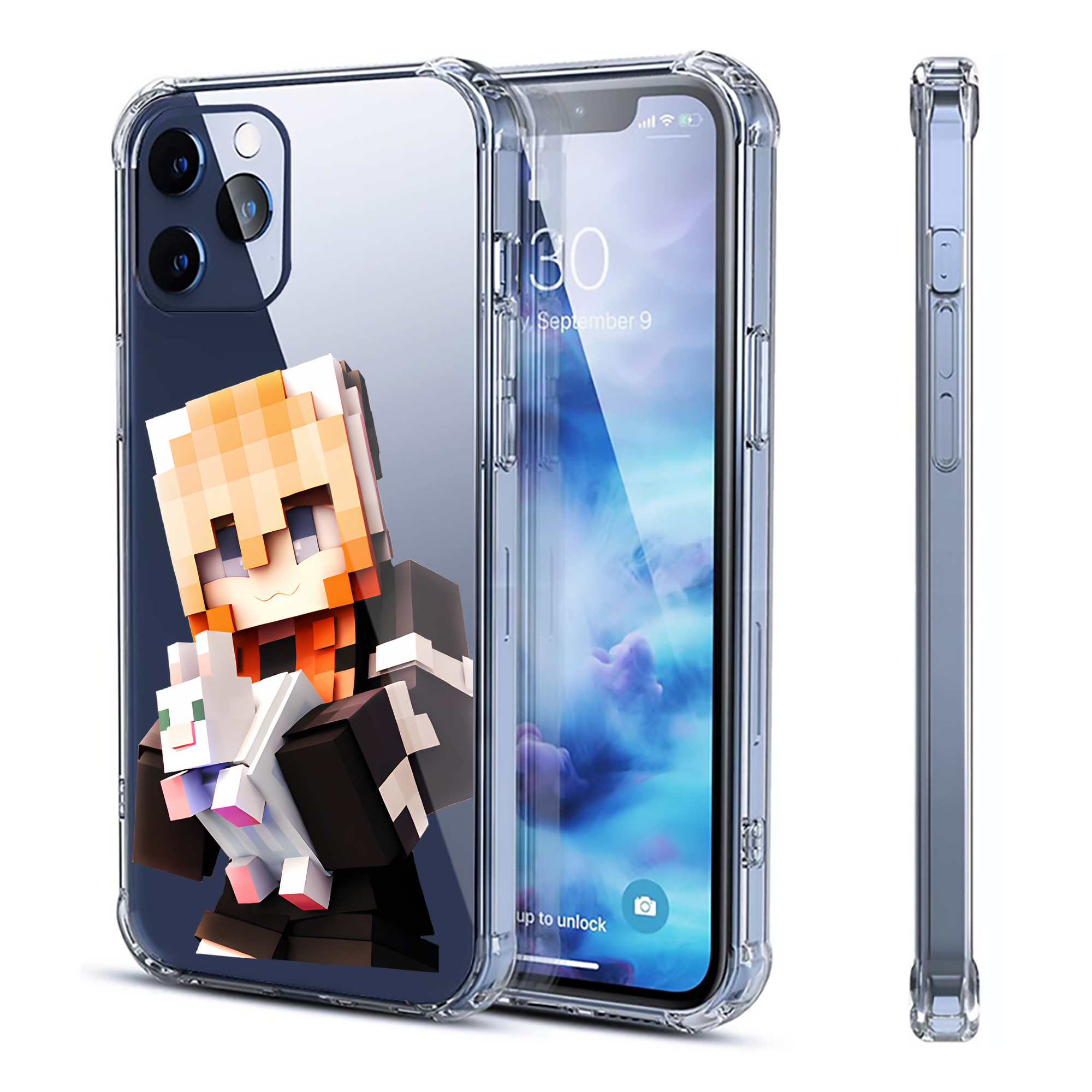 （画像用） マインクラフト ブロックの世界 Minecraft MC Block world 【iPhone 12シリーズ対応】透明スマホケース（クリアソフトケース）